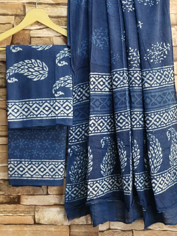Indigo_Print_Cotton_Suit_Set_With_Cotton_Duptta_
