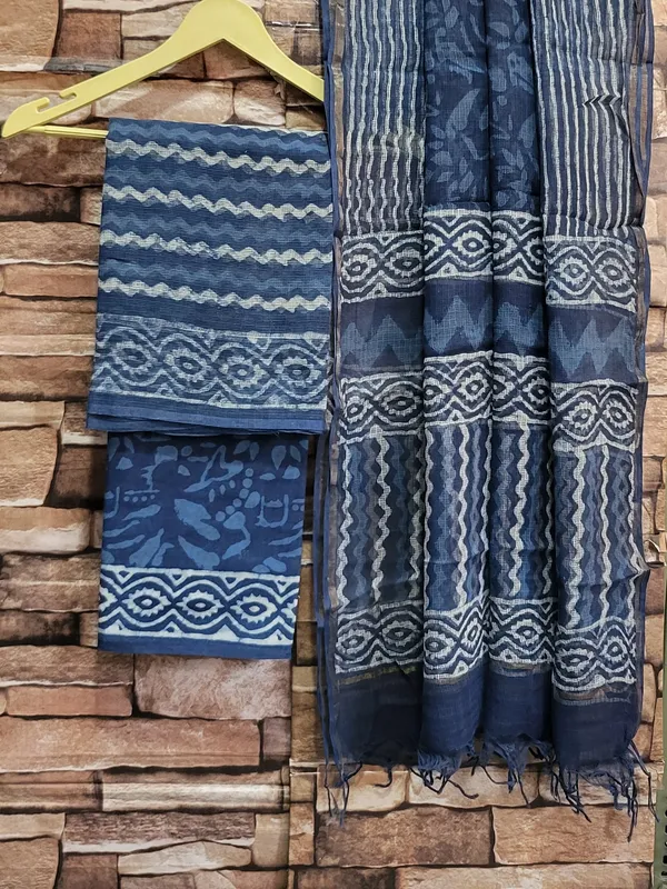 Indigo_Print_Kota_Doria_Suit_Set_For_Women's