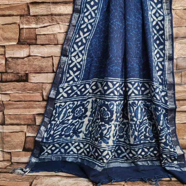 Indigo_Print_Linen_Cotton_Suit_For_Women's
