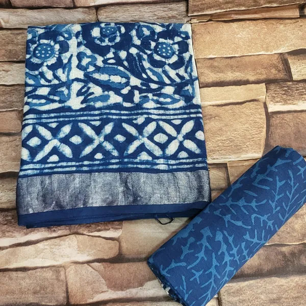 Indigo_Print_Linen_Cotton_Suit_For_Women's