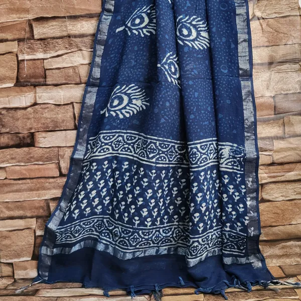 Indigo_Print_Linen_Cotton_Suit_Set_For_Women's