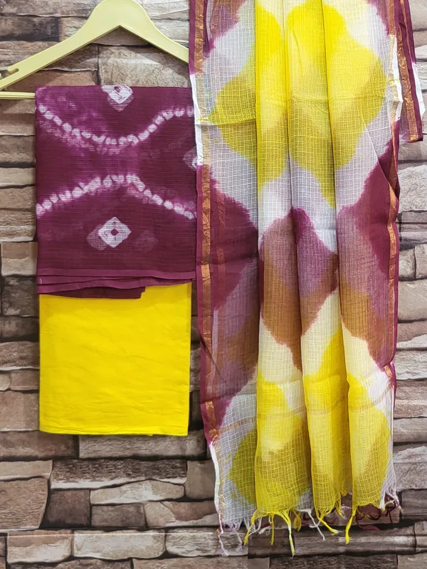 MULTICOLOUR_Yellow_Shibori_Cotton_Kota_Suit_Set