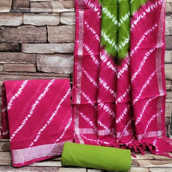 Pink_Shibori_Linen_Cotton_Suit_Set_With_Linen_Cotton_Duptta_For_Women's