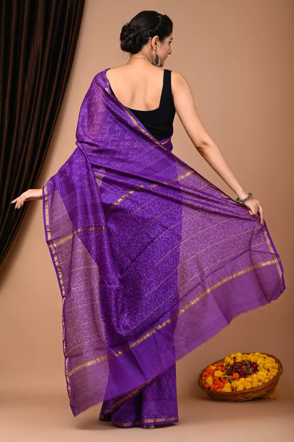 Purple_Colour_Traditinal_Hand_BLock_Chanderi_Silk_Saree