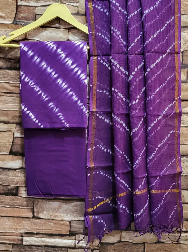 Purple_Shibori_Cotton_Suit_Set_With_Kota_Duptta_For_Women's