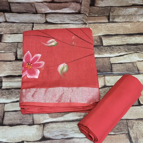 Red_Colour_Hand_Painted_Linen_Cotton_Suit_Set