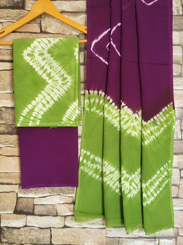 Shibori_Cotton_Suit_in_Green_&_Purple