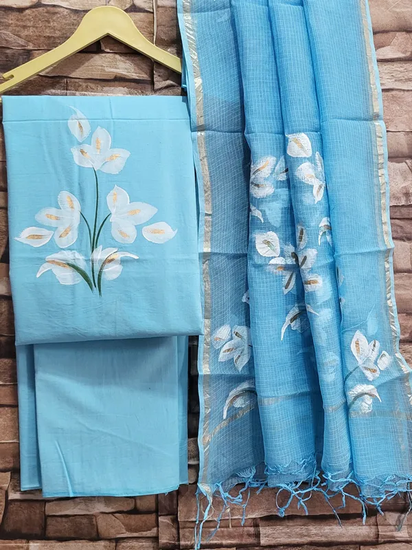Turquoise_Cotton_Suit_Set_with_Kota_Doria_Dupatta