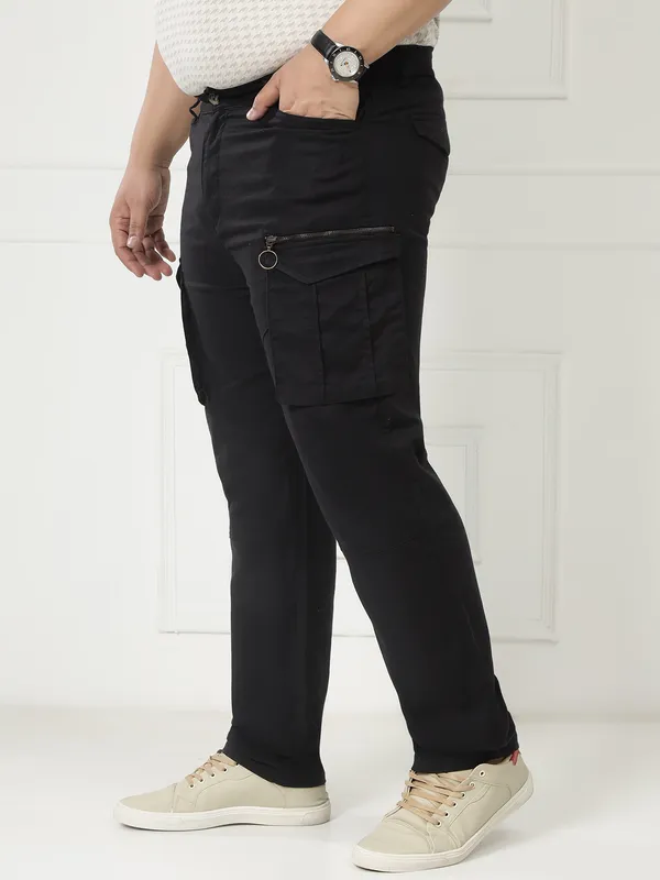 Jet_Black_Auto-Flex_Casual_Stretchable_Cargos_for_Men