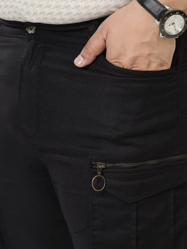 Jet_Black_Auto-Flex_Casual_Stretchable_Cargos_for_Men