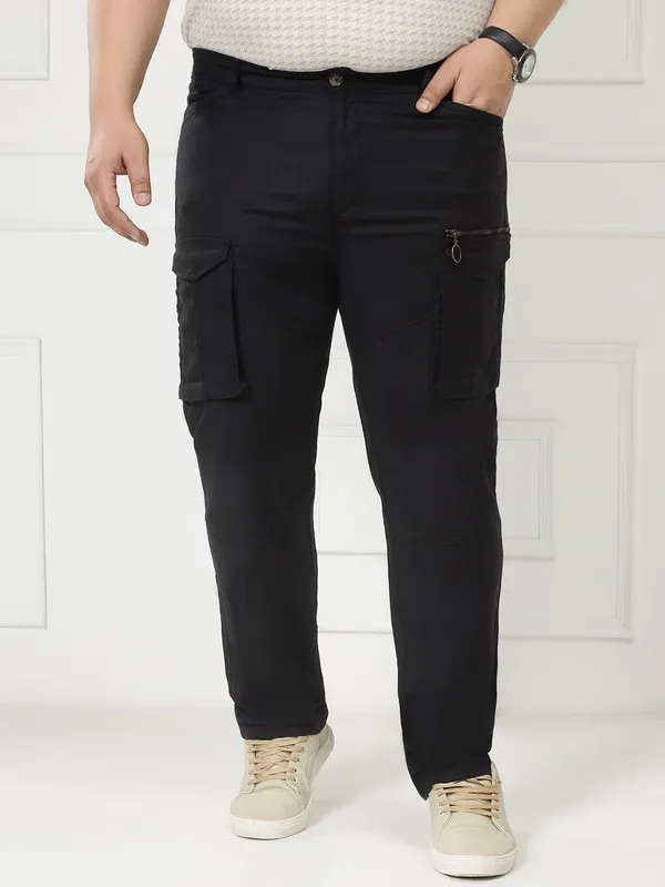 Jet_Black_Auto-Flex_Casual_Stretchable_Cargos_for_Men