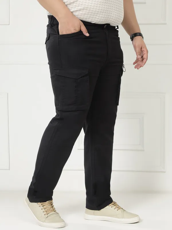 Jet_Black_Auto-Flex_Casual_Stretchable_Cargos_for_Men