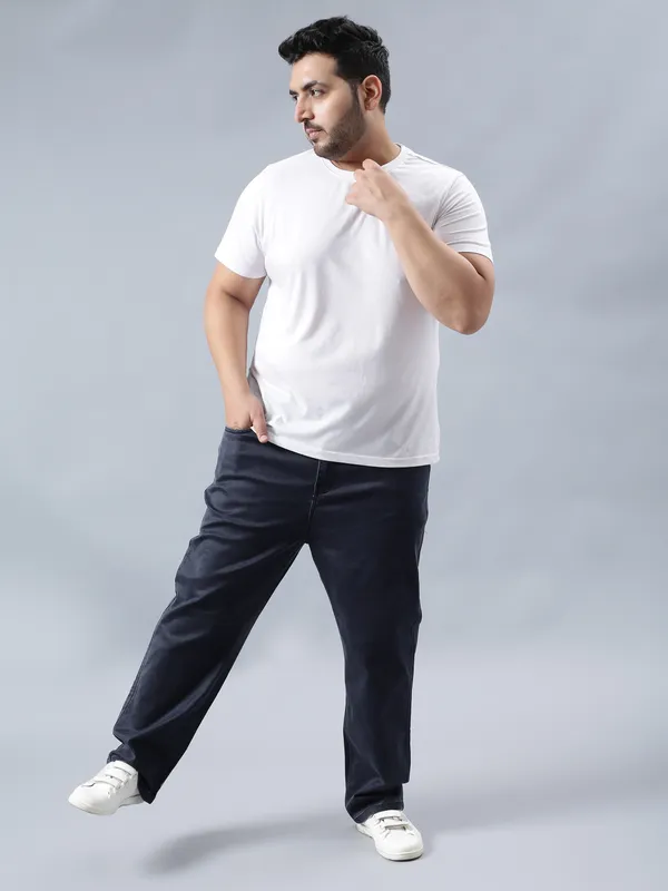 Plus_Size_Navy_Blue_Casual_Stretchable_Denim_Jeans_For_Men