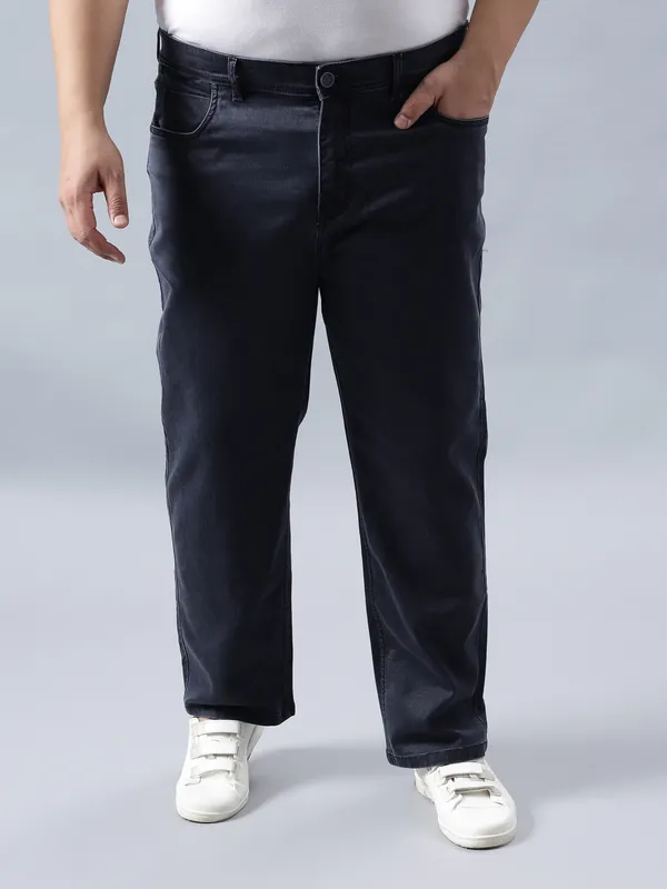 Plus_Size_Navy_Blue_Casual_Stretchable_Denim_Jeans_For_Men