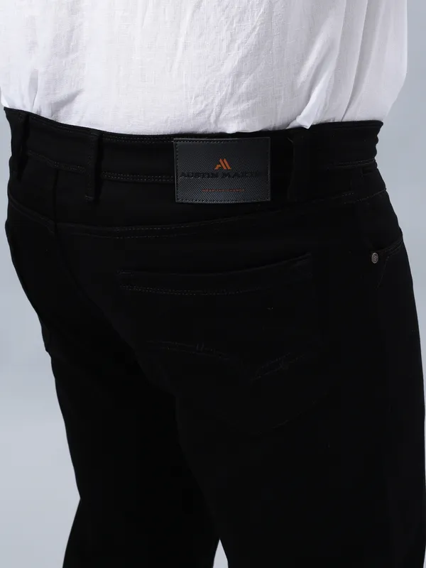 Plus_Size_Jet_Black_Casual_Comfotable_&_Stretchable_Cotton_Pant_For_Men