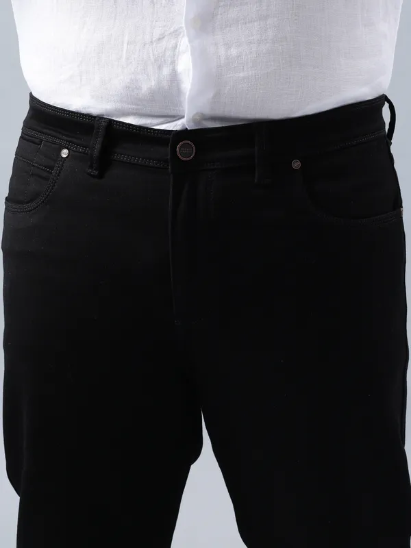 Plus_Size_Jet_Black_Casual_Comfotable_&_Stretchable_Cotton_Pant_For_Men