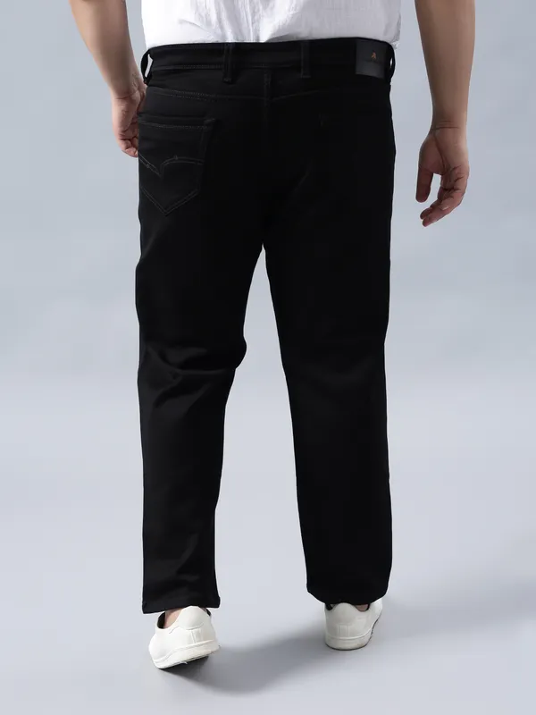 Plus_Size_Jet_Black_Casual_Comfotable_&_Stretchable_Cotton_Pant_For_Men