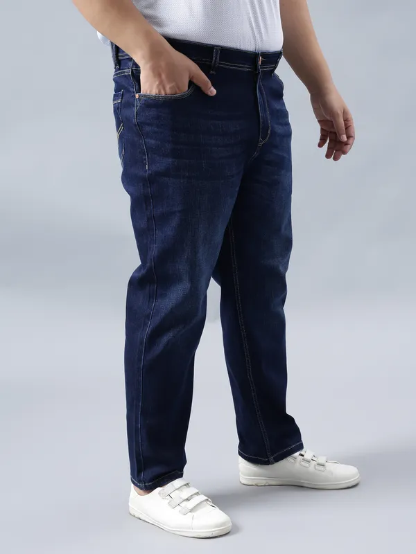 Plus_Size_Deep_Blue_Casual_Stretchable_Denim_Jeans_For_Men