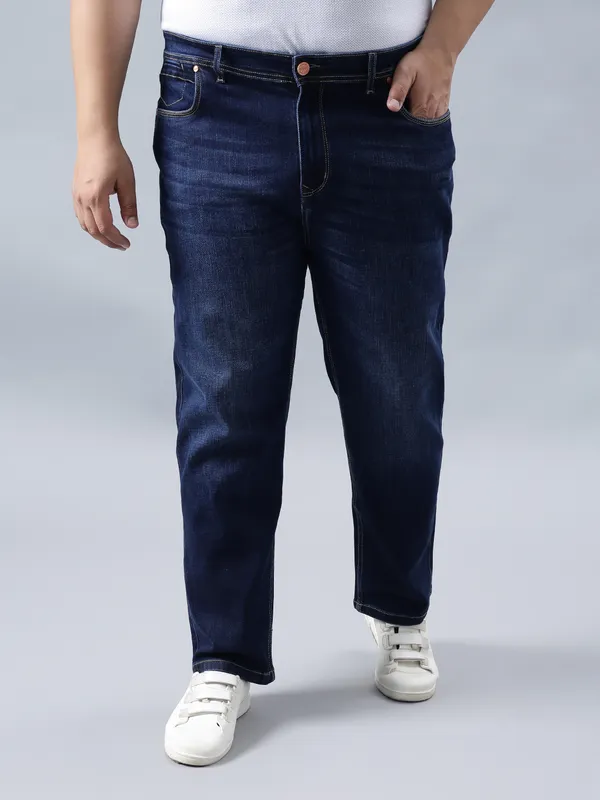 Plus_Size_Deep_Blue_Casual_Stretchable_Denim_Jeans_For_Men