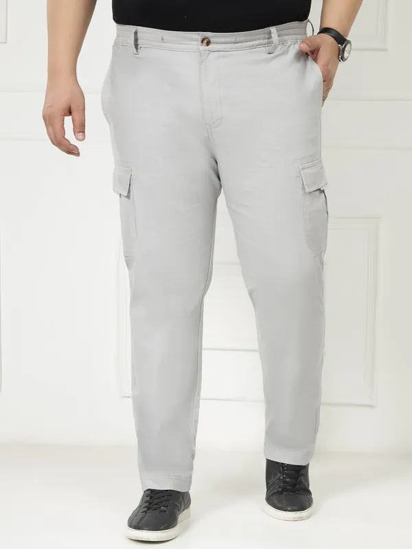 Ash_Grey_Stretchable_Cargos_for_Men_with_Elasticated_Waistband