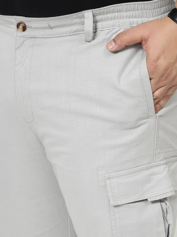 Ash_Grey_Stretchable_Cargos_for_Men_with_Elasticated_Waistband