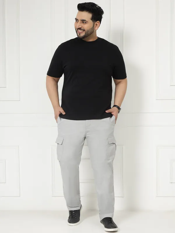Ash_Grey_Stretchable_Cargos_for_Men_with_Elasticated_Waistband