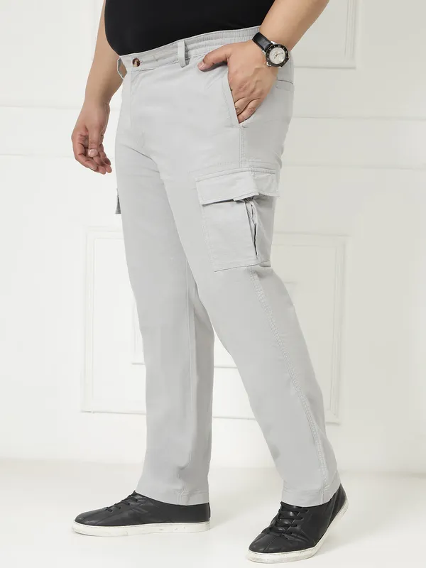Ash_Grey_Stretchable_Cargos_for_Men_with_Elasticated_Waistband