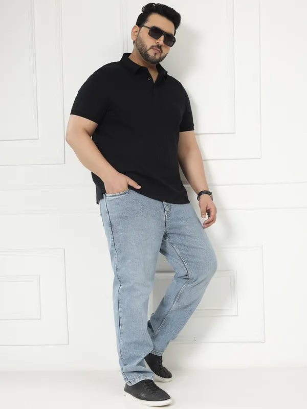 Plus_Size_Electric_Blue_Casual_Stretchable_Denim_Jeans_For_Men