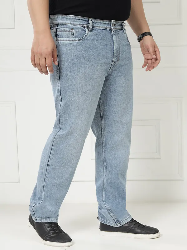 Plus_Size_Electric_Blue_Casual_Stretchable_Denim_Jeans_For_Men
