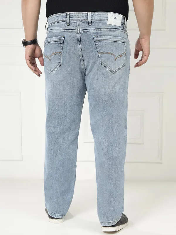 Plus_Size_Electric_Blue_Casual_Stretchable_Denim_Jeans_For_Men