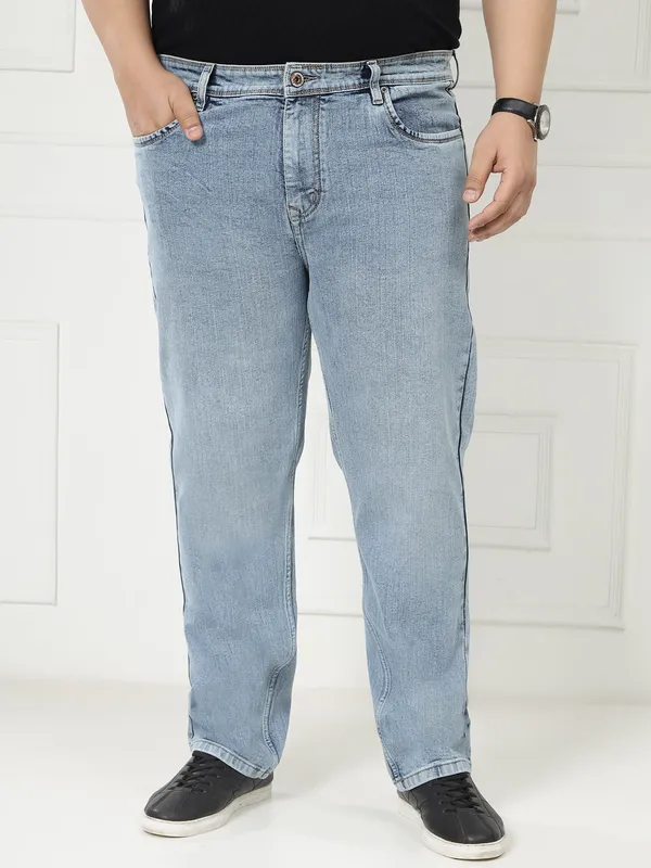 Plus_Size_Electric_Blue_Casual_Stretchable_Denim_Jeans_For_Men
