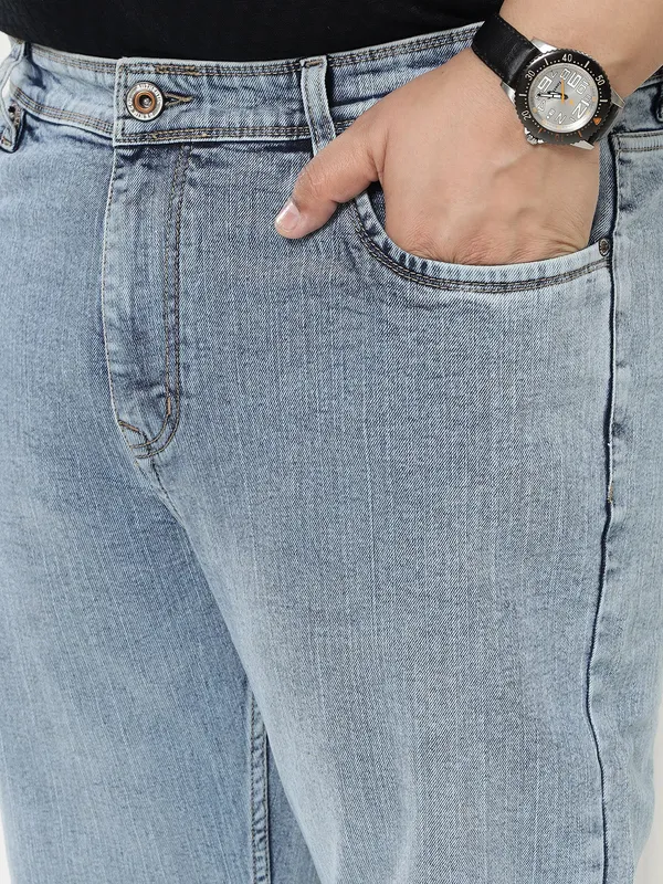 Plus_Size_Electric_Blue_Casual_Stretchable_Denim_Jeans_For_Men