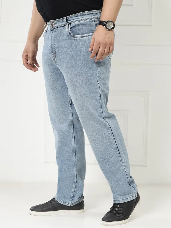 Plus_Size_Electric_Blue_Casual_Stretchable_Denim_Jeans_For_Men