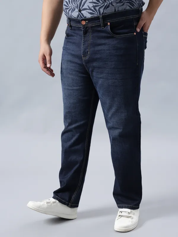 Plus_Size_Deep_Ocean_Blue_Casual_Stretchable_Denim_Jeans_For_Men