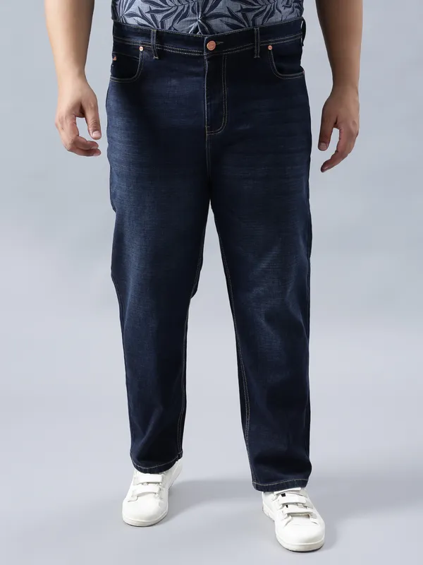 Plus_Size_Deep_Ocean_Blue_Casual_Stretchable_Denim_Jeans_For_Men