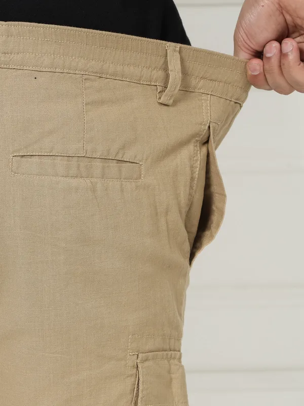 Caramel_Stretchable_Cargos_for_Men_with_Elasticated_Waistband