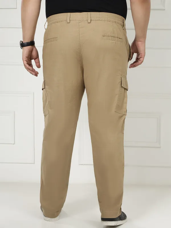 Caramel_Stretchable_Cargos_for_Men_with_Elasticated_Waistband