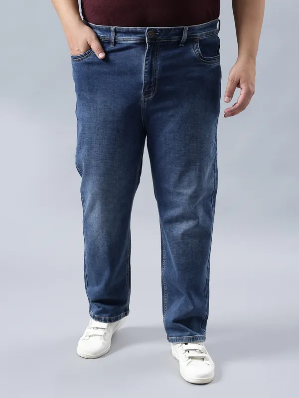 Plus_Size_Medium_Blue_Casual_Stretchable_Denim_Jeans_For_Men