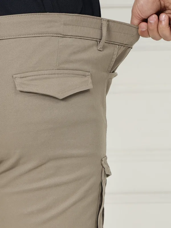 Taupe_Auto-Flex_Casual_Stretchable_Cargos_for_Men