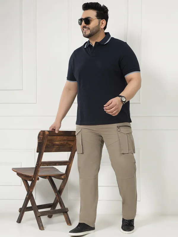 Taupe_Auto-Flex_Casual_Stretchable_Cargos_for_Men