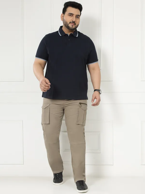 Taupe_Auto-Flex_Casual_Stretchable_Cargos_for_Men