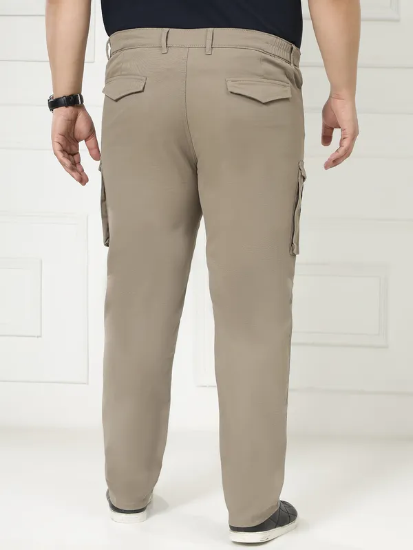 Taupe_Auto-Flex_Casual_Stretchable_Cargos_for_Men