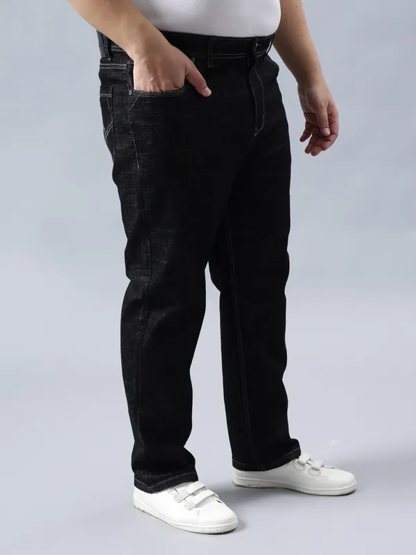 Plus_Size_Onyx_Black_Casual_Stretchable_Denim_Jeans_For_Men