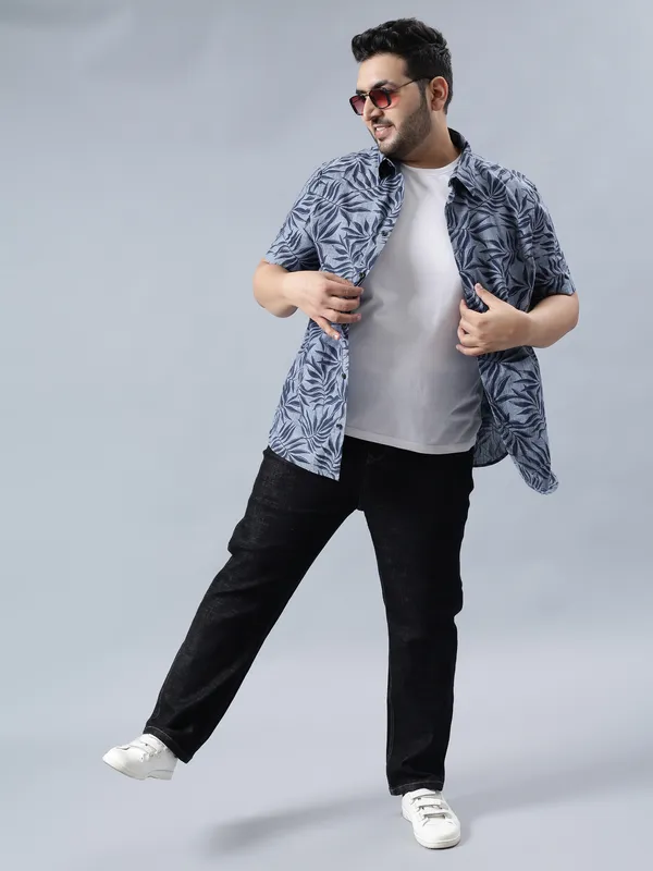 Plus_Size_Onyx_Black_Casual_Stretchable_Denim_Jeans_For_Men