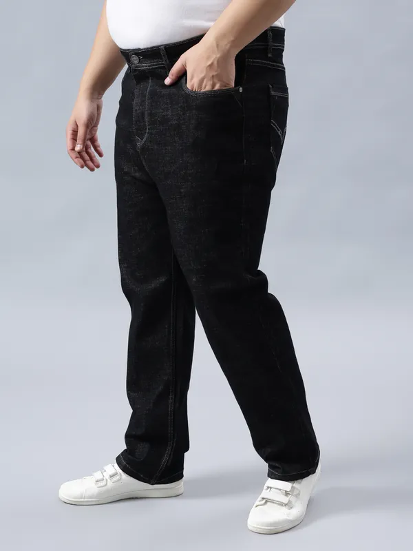 Plus_Size_Onyx_Black_Casual_Stretchable_Denim_Jeans_For_Men