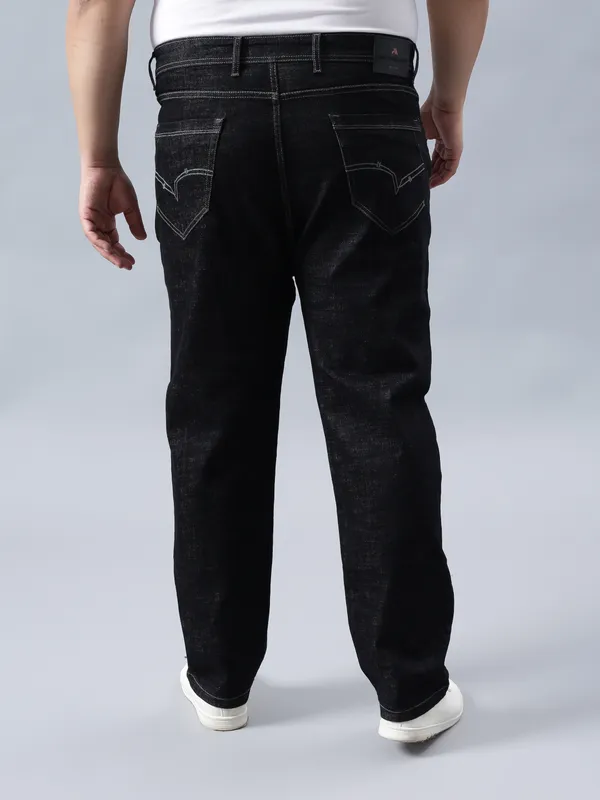 Plus_Size_Onyx_Black_Casual_Stretchable_Denim_Jeans_For_Men