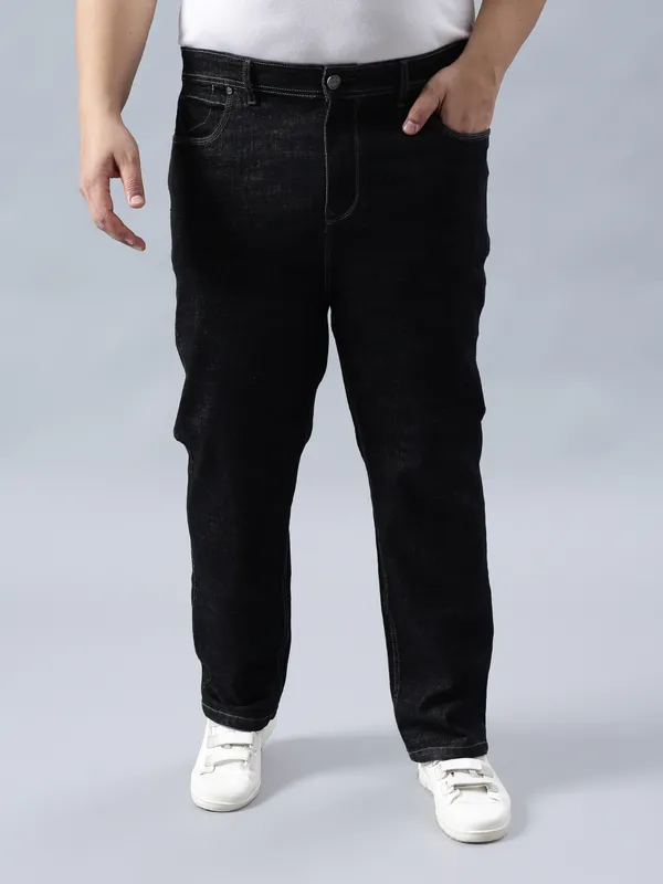 Plus_Size_Onyx_Black_Casual_Stretchable_Denim_Jeans_For_Men