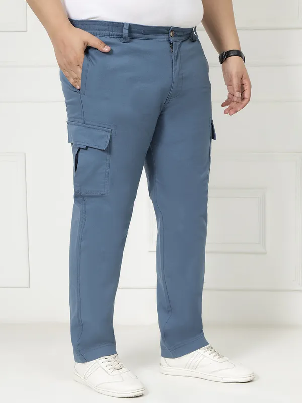 Sapphire_Blue_Stretchable_Cargos_for_Men_with_Elasticated_Waistband