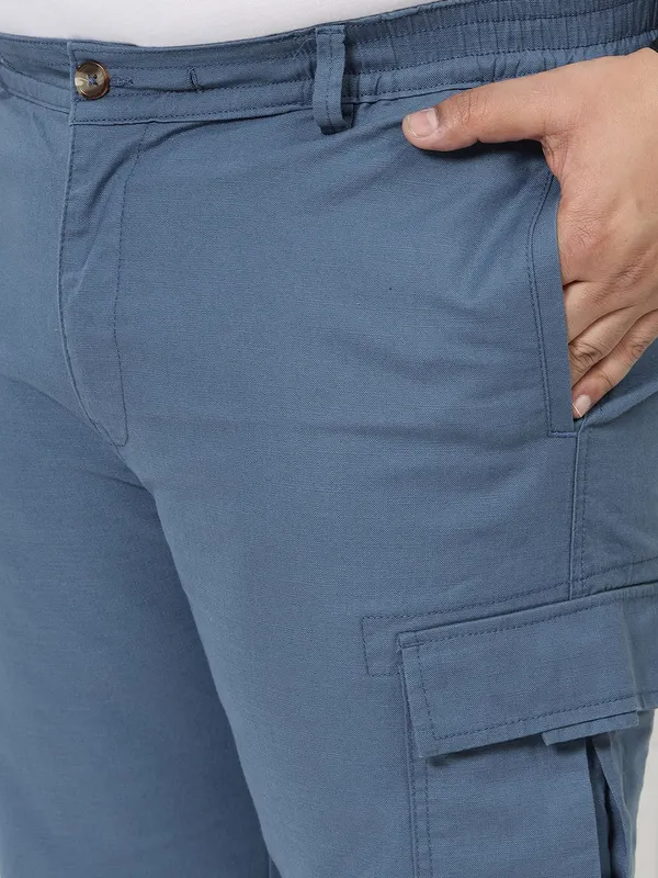 Sapphire_Blue_Stretchable_Cargos_for_Men_with_Elasticated_Waistband