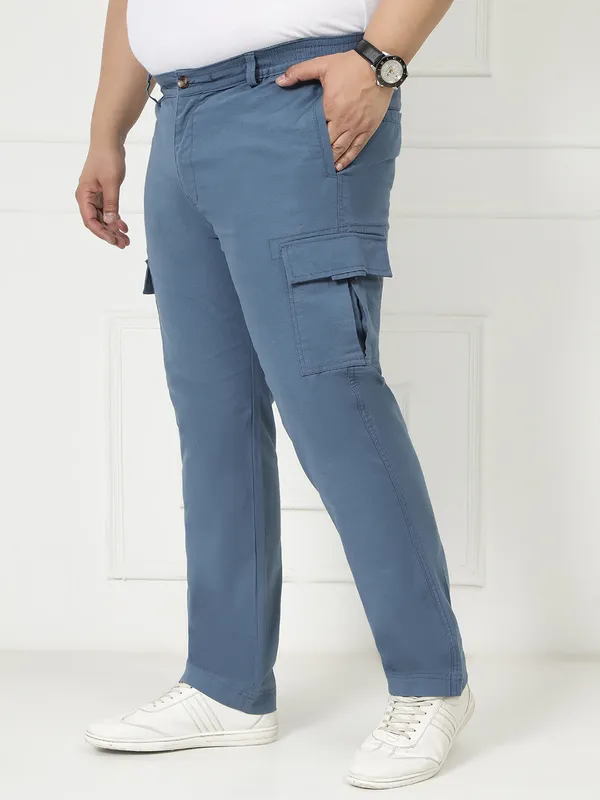 Sapphire_Blue_Stretchable_Cargos_for_Men_with_Elasticated_Waistband